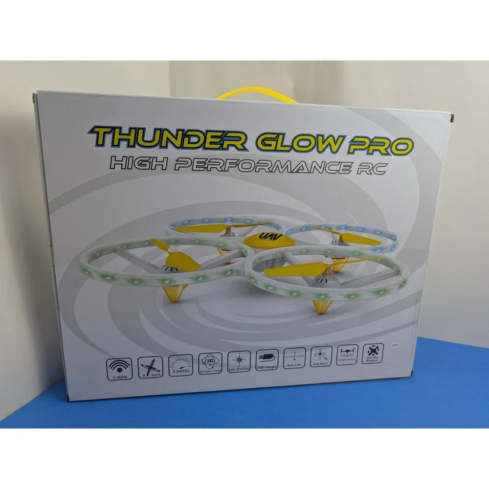 Thunder Glow Pro Drone Remote Control Quad-Copter Lights RC Flying Kids Blue